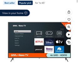 onn. 65” Class 4K UHD (2160P) LED Roku Smart Television HDR (100012587) FOR PARTS ONLY BEST OFFER 