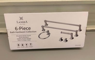 NIB Landia Home 6-Piece Bath Hardware Set (Brushed Nickel) - Brand New