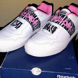 REEBOK - GIRLS SLIP-ON SNEAKERS, PINK ZEBRA, SIZE 6