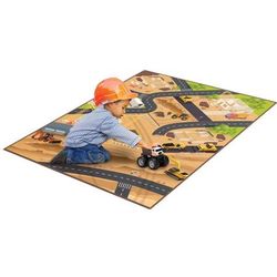 NEW-2 Vehicles and Rug Set - Dump & Cement Truck