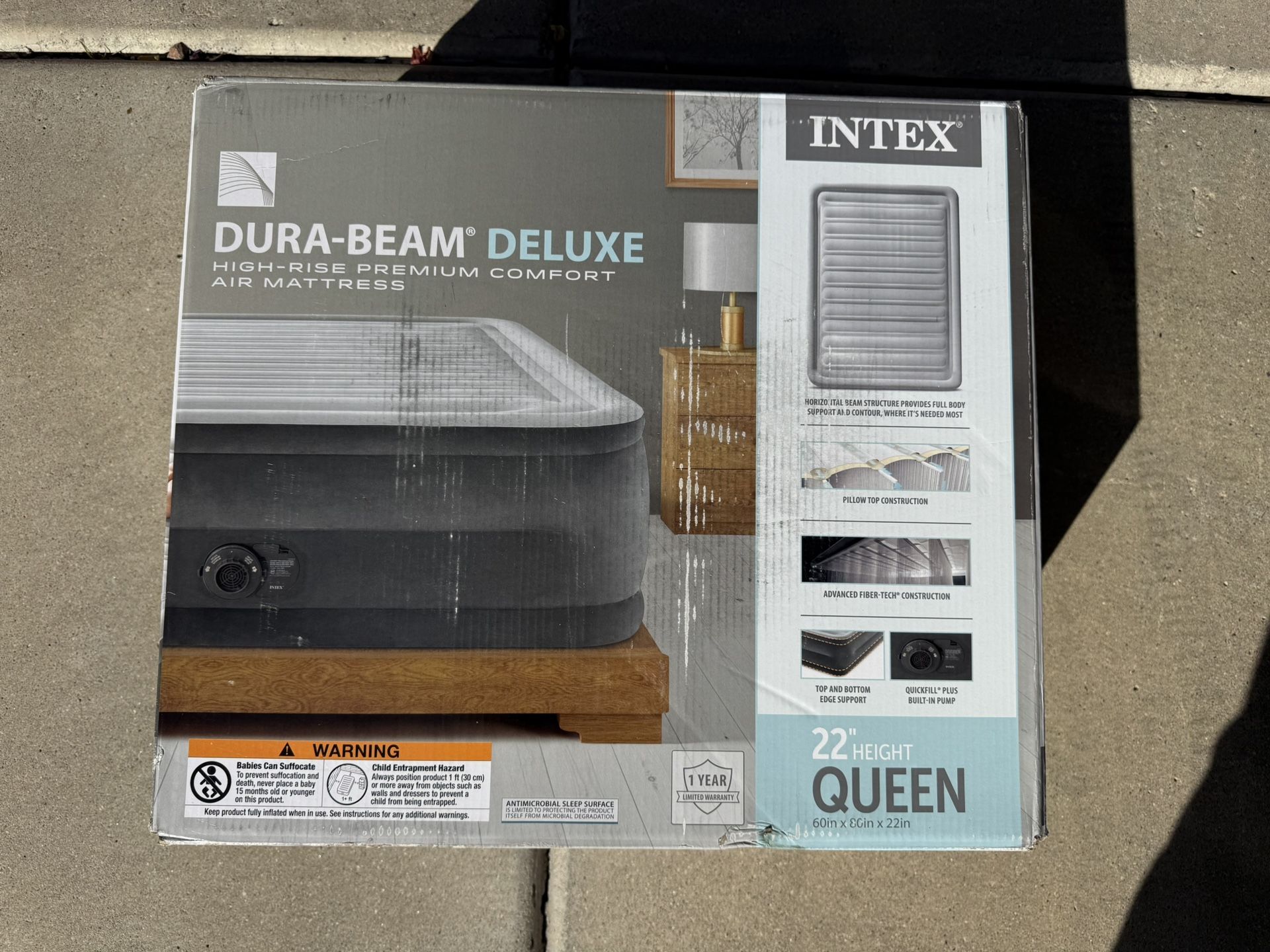 Dura-Beam® Deluxe Comfort-Plush Air Mattress 22" Queen w/ Built-In Electric Pump