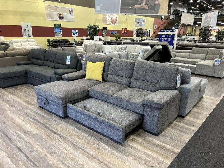 ❤️$10 Down Payment Finance ▪️Brand New Nazi Gray Fabric Sectional Sofa