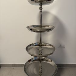 Tall 4-Tier Silver Serving Stand 49” Metal Dessert Display Server