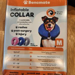 Benchmate Inflatable Dog Collar, Gray, Medium