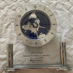 Table Top World Map Quartz Clock- Ernst Young 20th Annual Intl Tax Conference 01