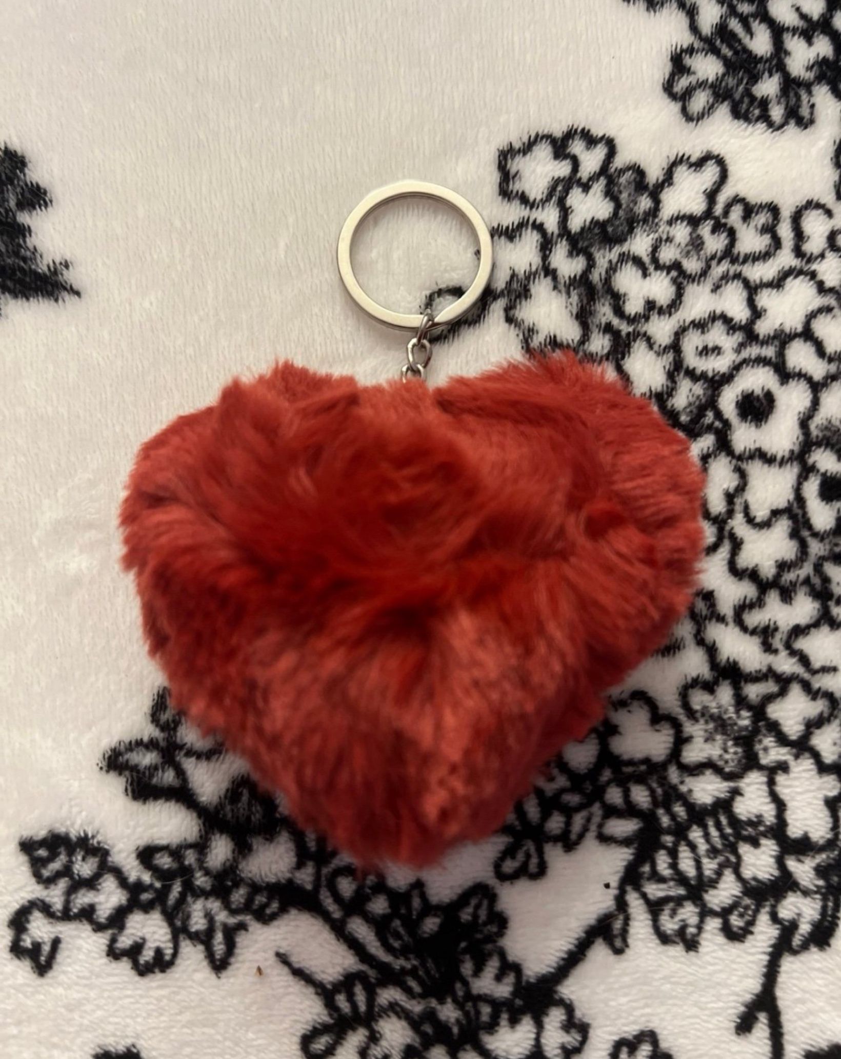 Bordeaux Heart Pom Pom keychain, purse accessory
