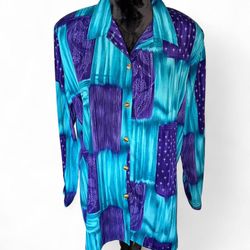 Vintage T Marie Sissies Multicolor Button-Up Shirt Size 14