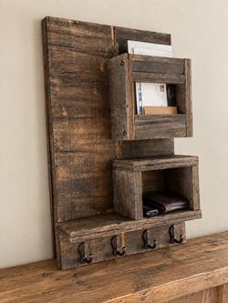 Reclaimed Wood Entryway Organizer