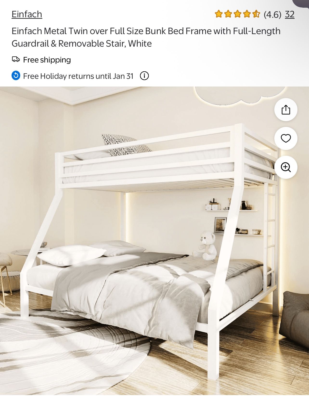 Twin over Full Size Bunk Bed  