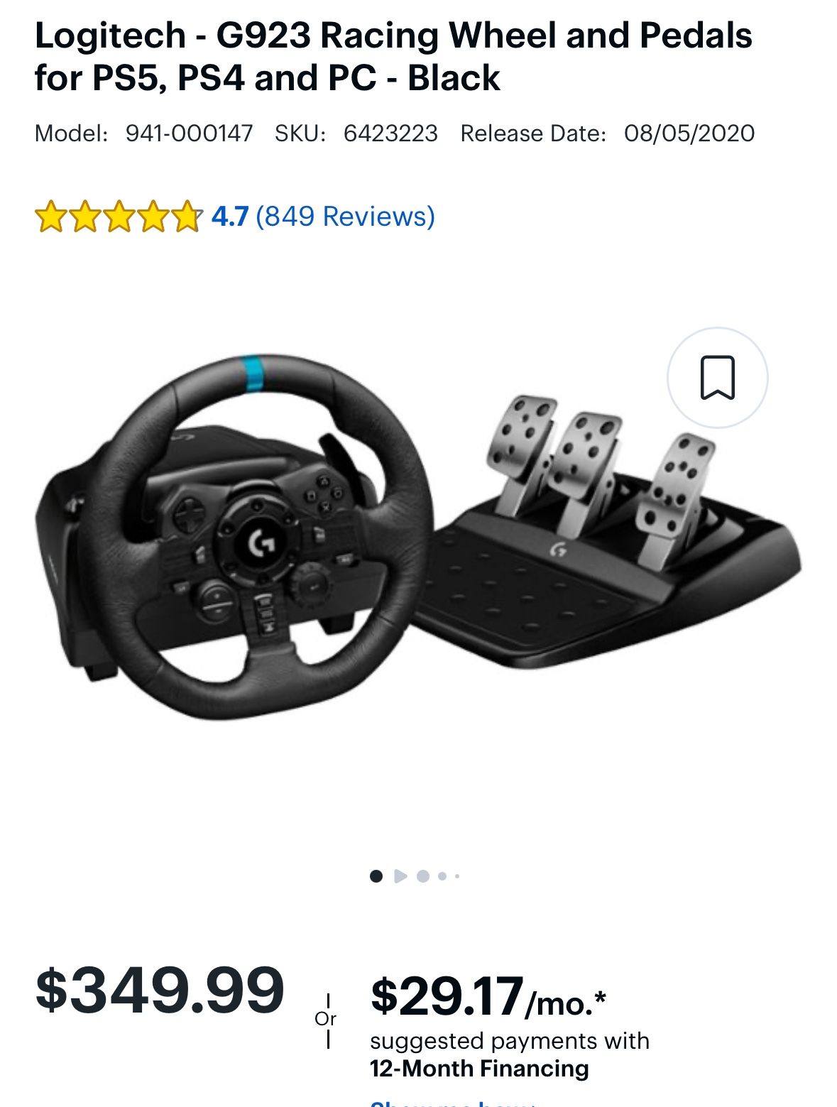 Logitech G932 Steering Wheel And Pedals