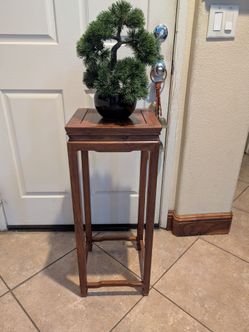 Chinese Ming Style Wood Pedestal Plant Stand Approx 12x30 inches