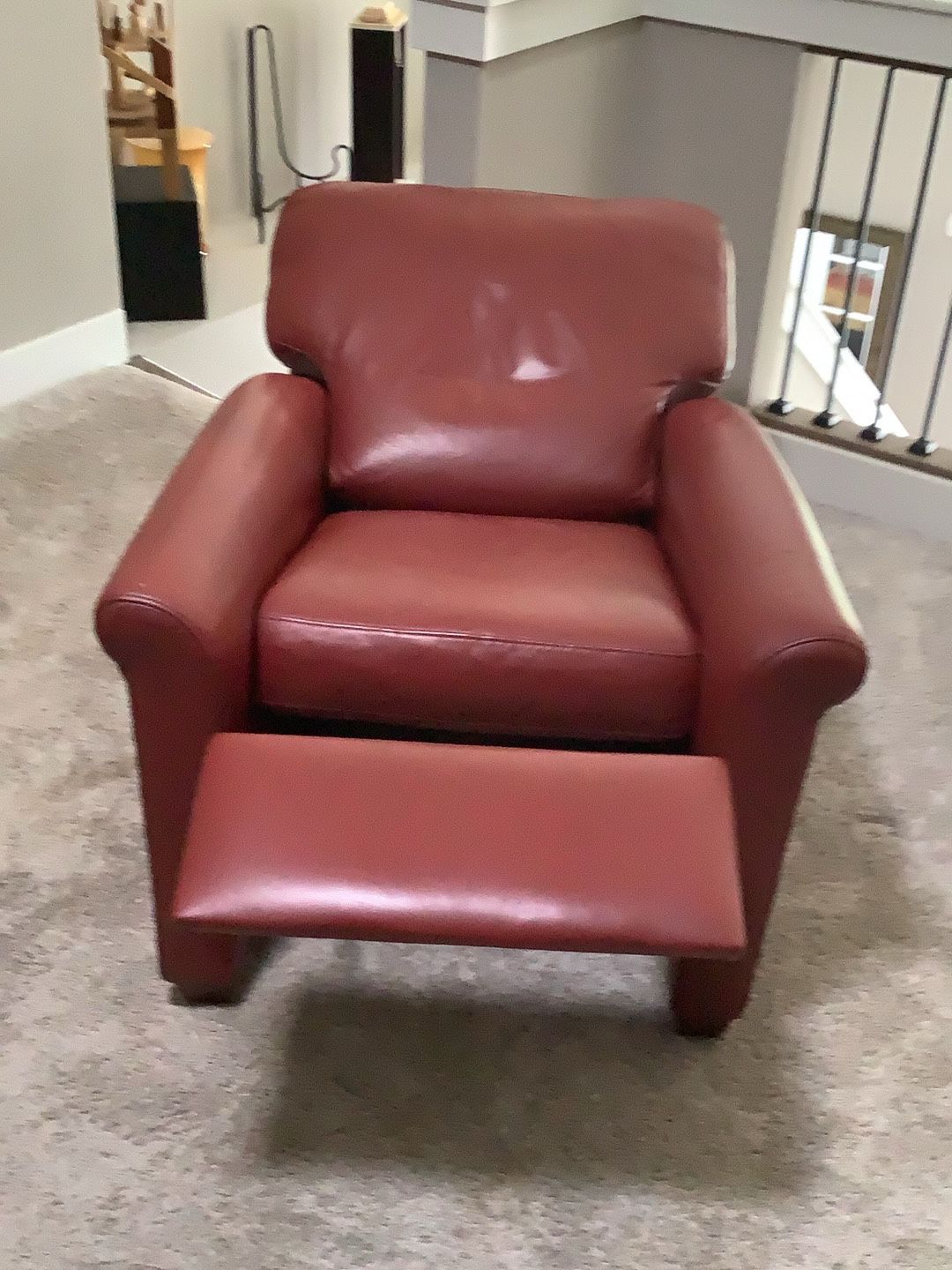 Red Leather Recliner  Like New! 