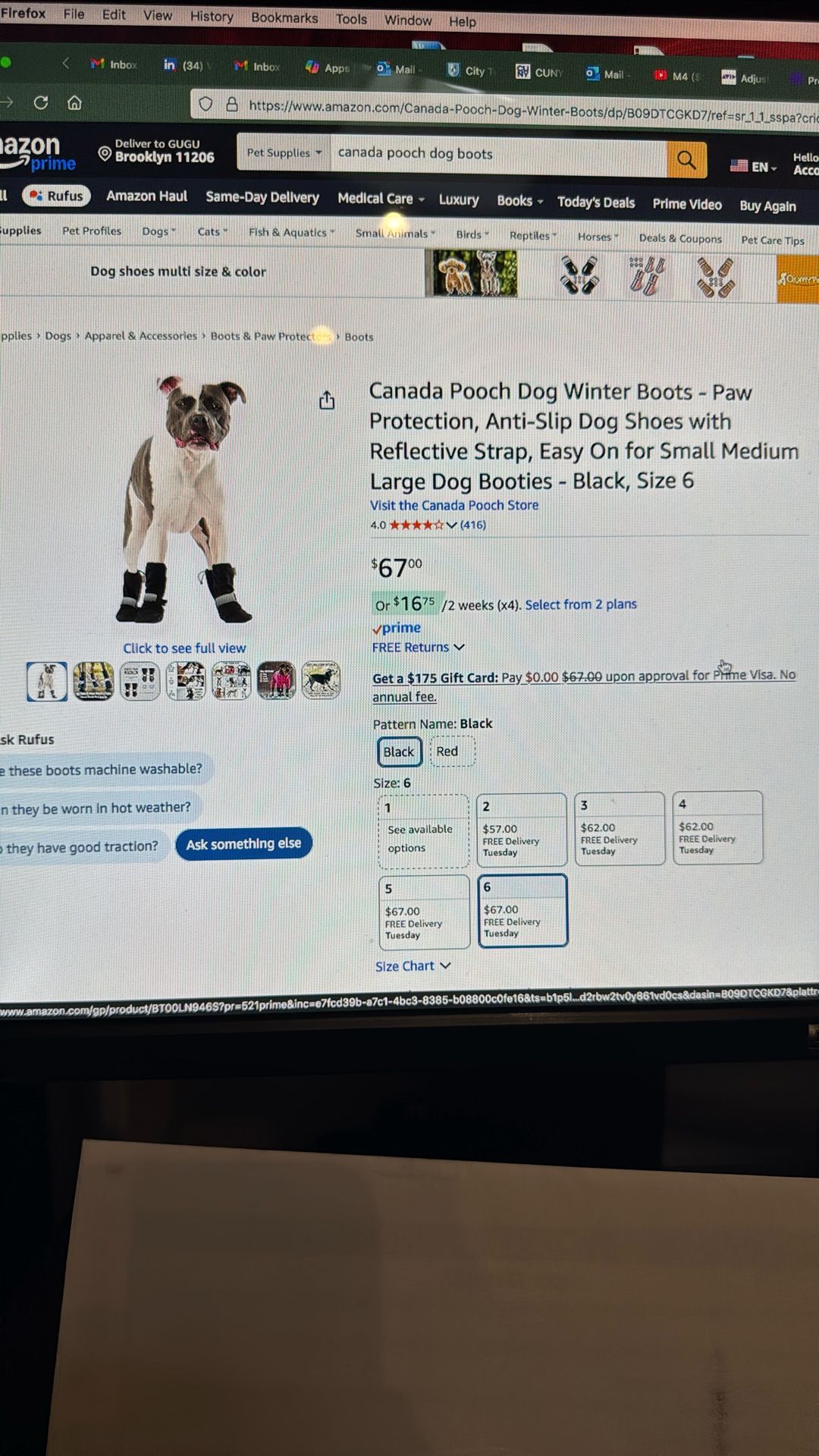 Canada pooch Winter  Dog Boots For Lg Dog $50