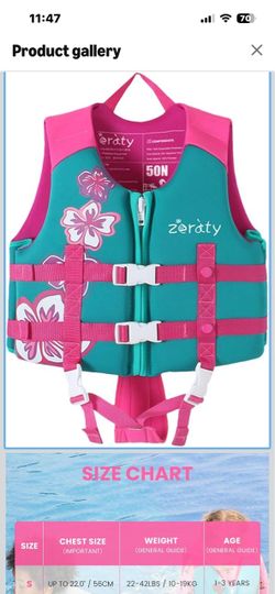 Swim Vest pink and teal girl