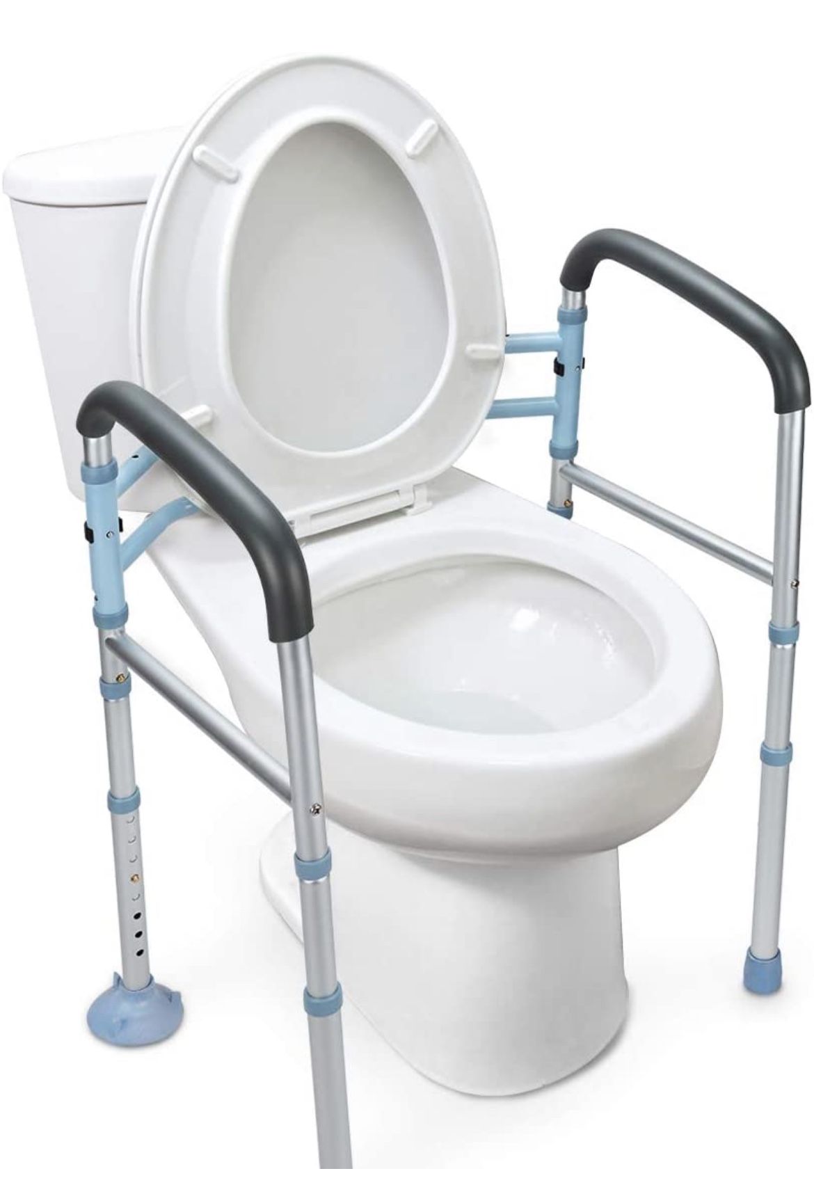 OasisSpace Stand Alone Toilet Safety Rail - Heavy Duty Medical Toilet Safety Frame for Elderly, Handicap and Disabled - Adjustable Bathroom Toilet Han