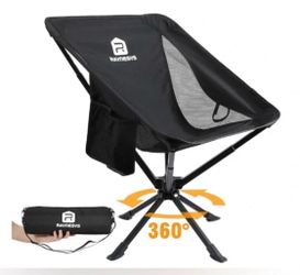 RAYNESYS Camping Chair, Flexible 360° Rotation, Easy Carry, 8 Seconds Quick Setup Folding Camping Chair, 3.8Lb Lightweight Folding Chairs for Hiking,