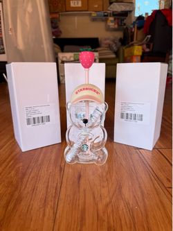 Starbucks Pink Bearista Bear Cup Tumbler Strawberry Topper Baseball Cap