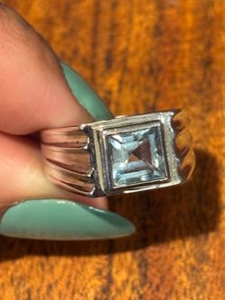 Amazing Aquamarine Ring 925 Sterling Silver Ring size 9.5