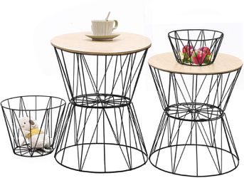Round Based Set of 2-2 Extra Baskets, Decorative Storage for Living Room