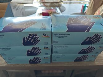 V-Max Hybrid Vinyl Gloves Blue Powder Free Large