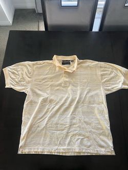 Greg Norman Ivory Striped Knit Short Sleeve Men's Regular Fit Polo Shirt M