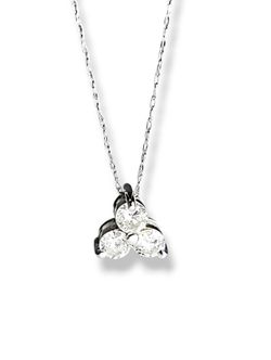 14k .35ctw White Gold Three Stone Diamond Pendant Charm Necklace 18" Chain  Fine Jewelry
