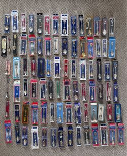 85 collectible silver spoons from states and countries