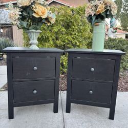 Black Solid Wood Hemnes Dresser Chest of Drawers Nightstand Furniture Set 