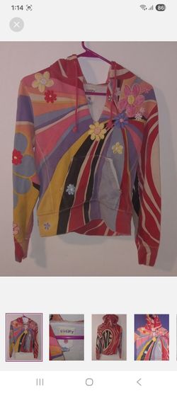Vintage Y2k Lucky brand Floral Swirl Print Hoodie