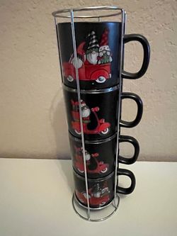 Christmas Gnome Stacking Mug Set, New!
