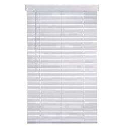 HOME DECORATIONS White Cordless Premium Faux Wood blinds with 2.5 in. Slats - 35 in. W x 48 in. L (Actual Size 34.5 in. W x 48 in. L)