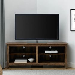 Woven Paths Transitional Corner TV Stand for TVs up to 65", Reclaimed Barnwood Reclaimed Barnwood - 24" H x 58" L x 16" W
