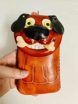 New Handmade Orange Leather Puppy Handbag