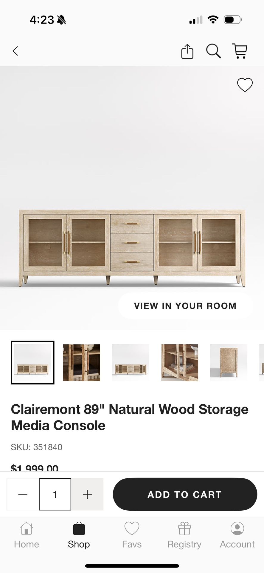 Crate & Barrel Media Console