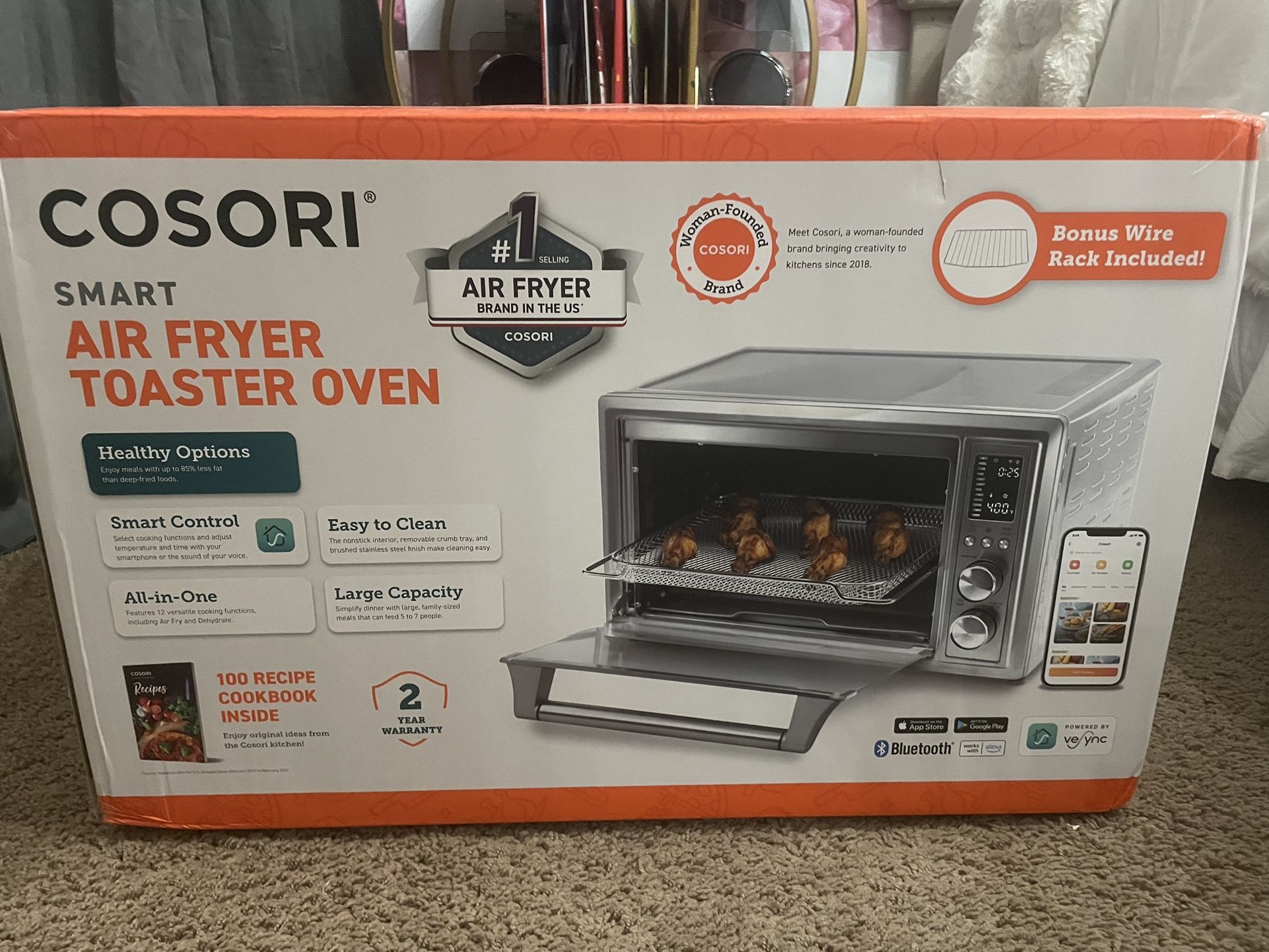 Cosori Smart Air Fryer Toaster Oven, 32-qt, Bluetooth, Rotisserie Brand New