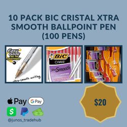 BIC Cristal Xtra Smooth Pens Blue Medium Point. 10-Pack