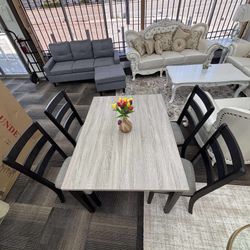 🎉 BIG SALE – 5-Piece Two-Tone Dining Set! Perfect for Small Spaces! 🎉
