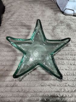 9 inch Green glass serving dish