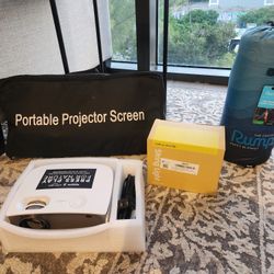 Mini Projector, Projector Screen, String Lights, Blanket- BRAND NEW, NEVER OPENED