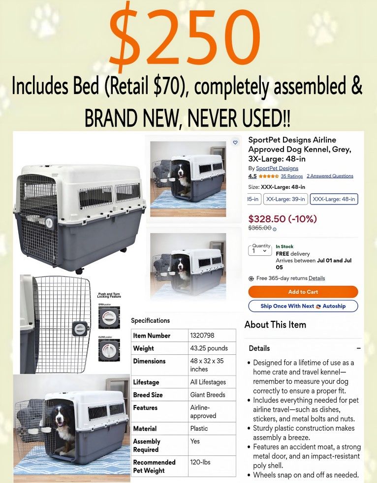 BRAND NEW NEVER USED Dog Kennel