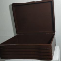 VINTAGE BANKER  LETTER BOX - HAND CARVED FLORAL DESIGN   12"×9.5" TOP /5" H 