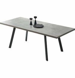 47.2" - 62.9" Extendable Dining Table with Concrete/Grey Top