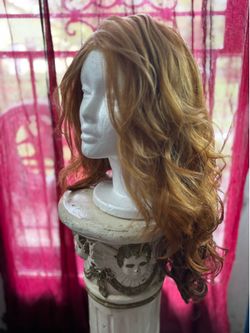 24” Long Strawberry Blonde Wig Wavy Ombre Dark Browntips 100% Premium Hair