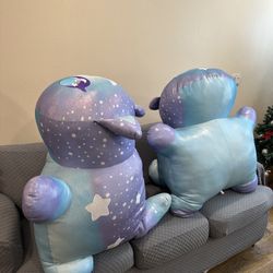 2-LARGE MEEE-MEOW STUFFED ANIMAL PETS 