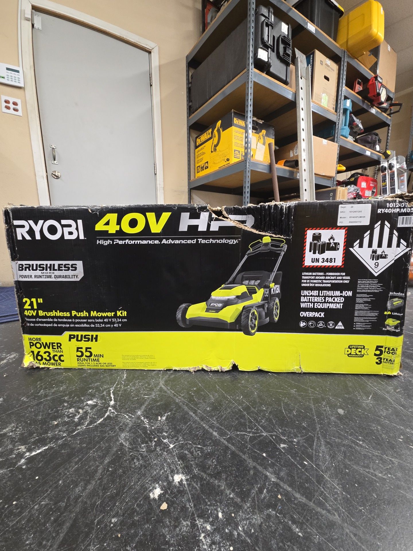Ryobi 40V HP Brushless 21in. Cordless push lawn mower with 8.0 Ah battery and charger
