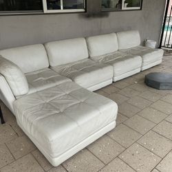 White Leather Couch & Ottoman 