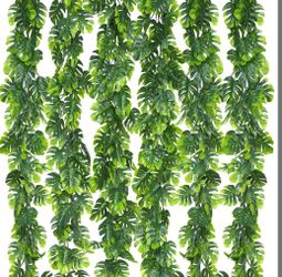Dolicer Artificial Monstera Leaf Vines - 6 Pcs, 5.6ft Greenery Garland