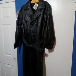 New Men's Size M  leather Trench Coat