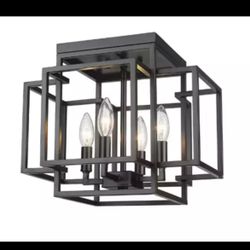 Titania 454F-MB 14 in. 4-Light Matte Black Steel Flush Mount - Black