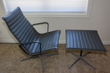 Herman Miller Eames Leather Aluminum Group Lounge Chair & Ottoman